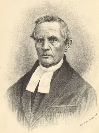 Engraved portrait of Rev. J.A.A. Grabau, an older man in clerical robes and preaching bands